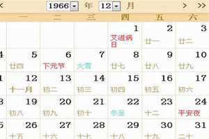 1966年日历农历阳历表(1966年日历)