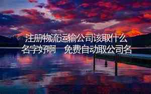 物流公司取名字大全大气免费