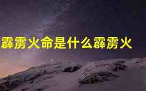 霹雳火命是什么意思2009年的人