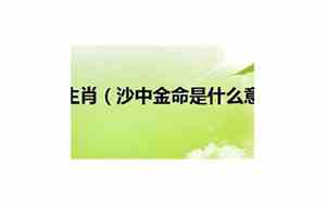 2014年属马沙中金命是什么意思