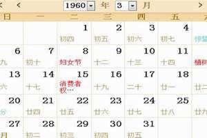 1960年日历全年表 农历(1960年日历)
