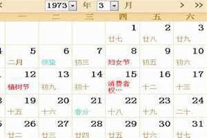 1973年日历农历阳历表(1973年日历)