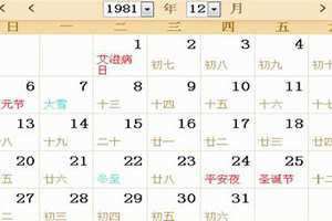 1981年日历表和阴历 1981年日历表查询
